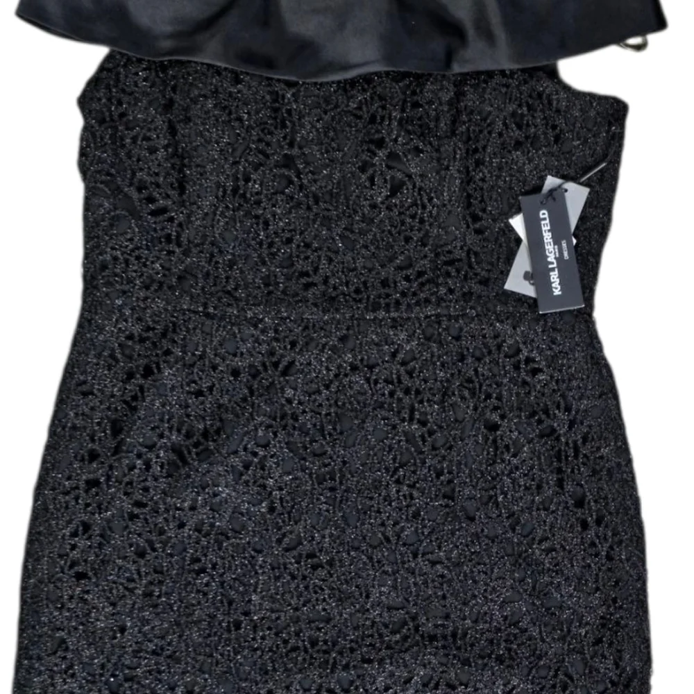 Karl Lagerfeld Paris Black Off the Shoulder Sheath Dress Maxi Gown Size 14 - Picture 6 of 12